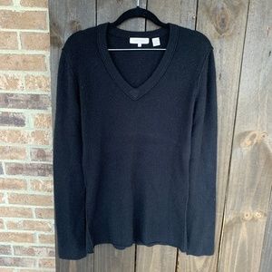 Inhabit Womens Black V-Neck Cashmere Sweater Large